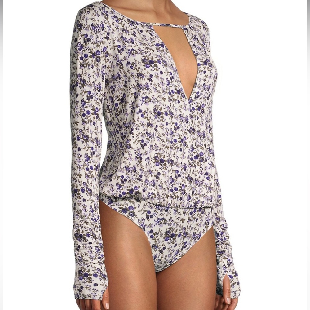 NWT Free People Kaya Print Cut Out Bodysuit